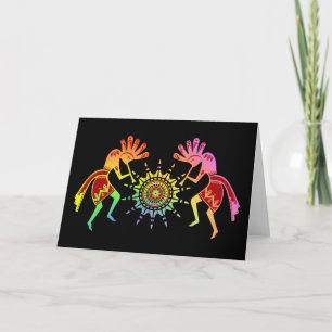 Native Americans Culture - Sun Dancing Kokopelli 4 Card