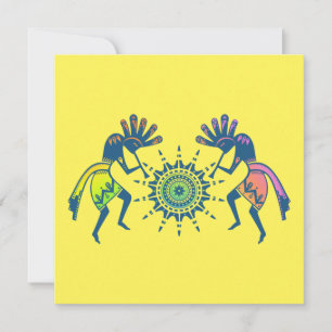 Native Americans Culture - Sun Dancing Kokopelli 5 Card
