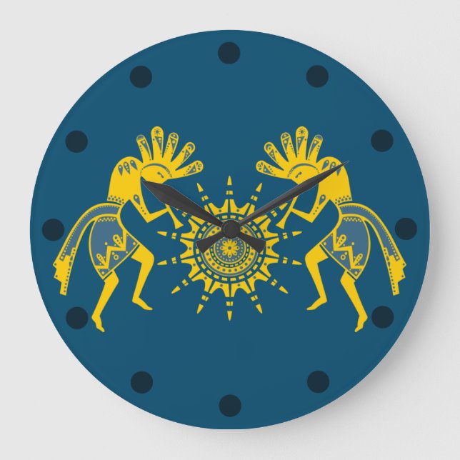 Native Americans Culture - Sun Dancing Kokopelli 6 Large Clock (Front)