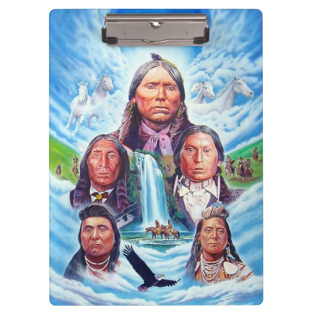 Native Americans Famous Indian Chiefs Painting Clipboard (Front)