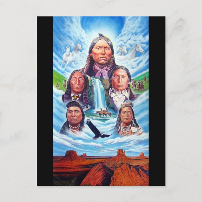Native Americans Famous Indian Chiefs Painting Postcard (Front)