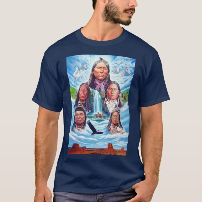 Native Americans Indian Chiefs Mens Navy Blue T-Shirt (Front)