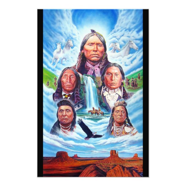 Native Americans Indian Chiefs Painting Vertical Photo Print (Front)