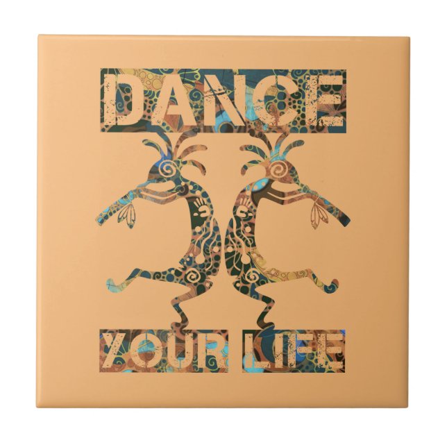 Native Americans Kokopelli - Dance Your Life 1 Ceramic Tile (Front)