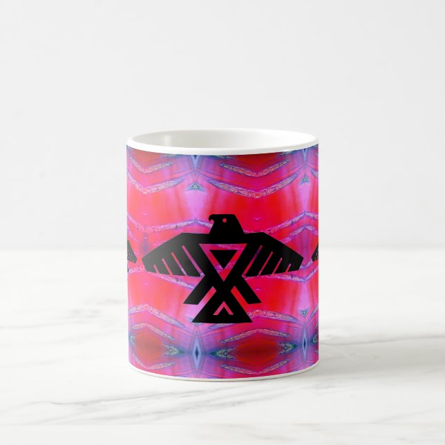 Native Anishinaabe Thunderbird Fluorescent Pink Coffee Mug (Center)