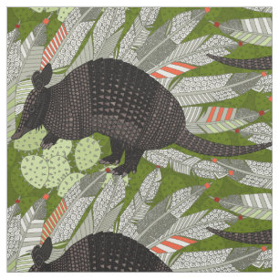 native armadillos green fabric