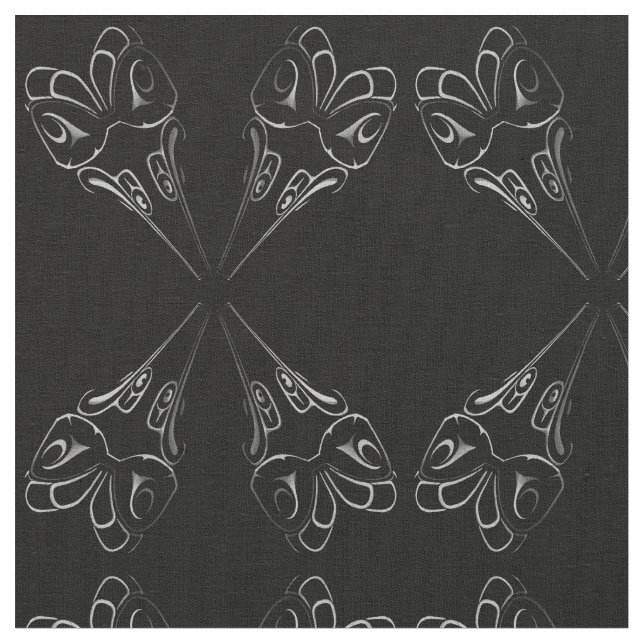 Native Art Fabric Eagle Totem Pole Tribal Fabric (Close Up)