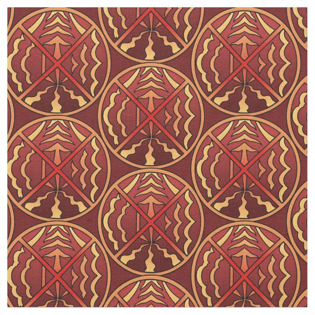 Native Art Fabric Tribal Spiritual Elements Fabric (Close Up)