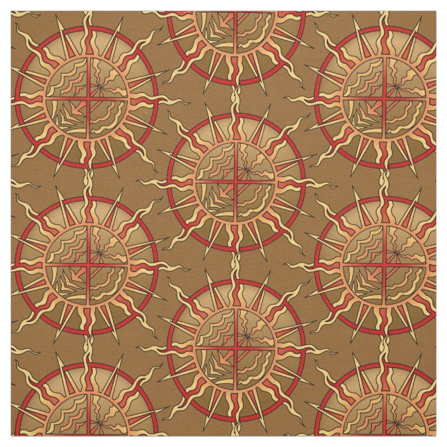Native Art Fabric Tribal Spiritual Elements Fabric (Swatch)