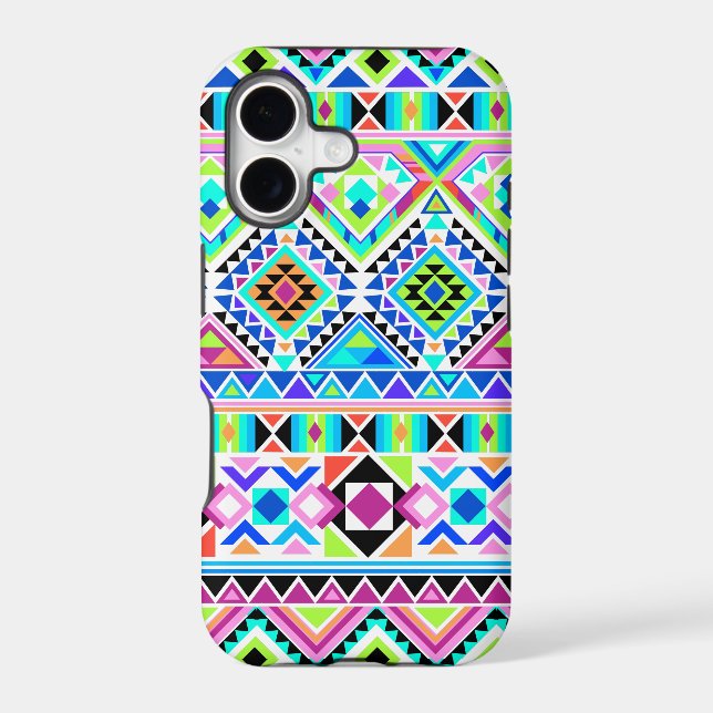 Native Aztec Colourful Shapes & Stripes pattern (Back)