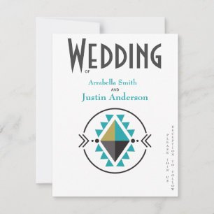 Native Aztec Symbol White Wedding  Invitation