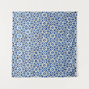 Native batik watercolor artistic blue and white pa tapestry