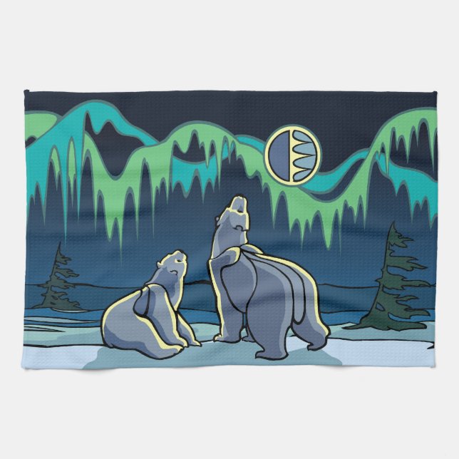 Native Bear Art Towel Polar Bear Tea Towel (Horizontal)