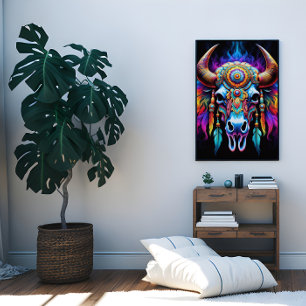 Native Bison Skull Poster