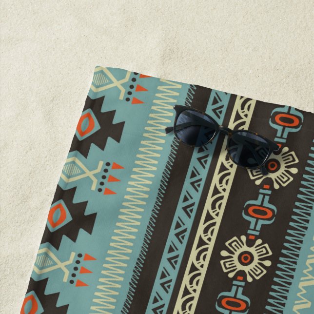 Native  Blanket Geometric Pattern Beach Towel (In Situ)