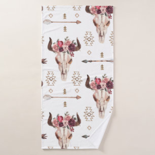 Native bull skul and arrows tribal seamless patter bath towel