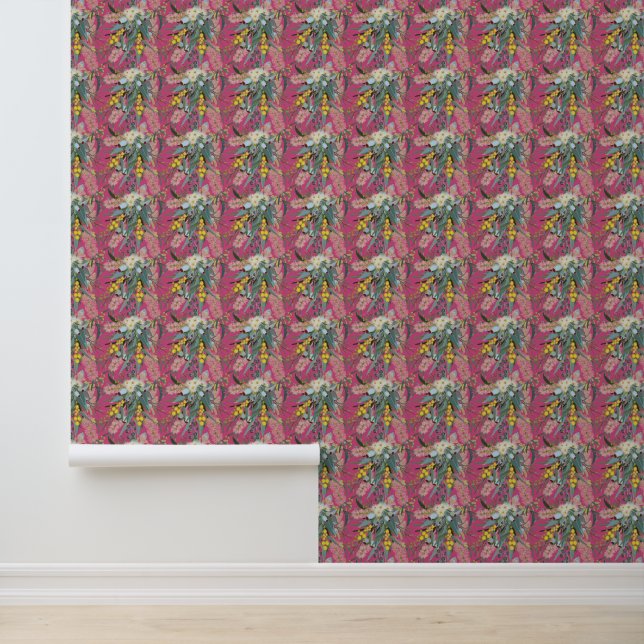 Native Bush Blooms Pink Wallpaper (Application)