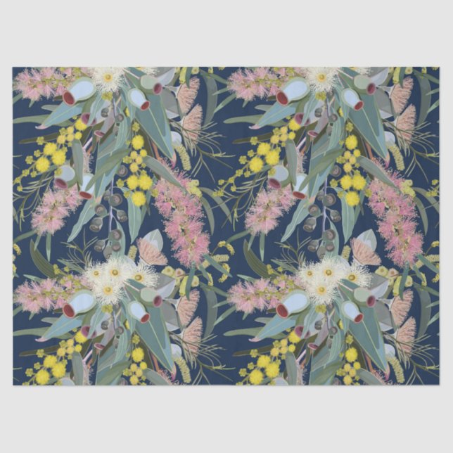 Native Bush Blooms Royal Blue Tissue Paper (Front)