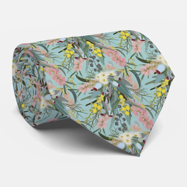 Native Bush Blooms Summer Blue Tie (Rolled)