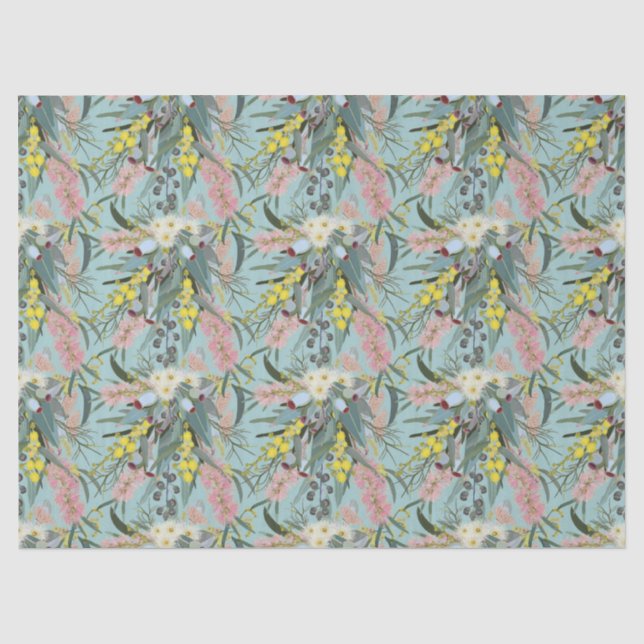 Native Bush Blooms Summer Blue Tissue Paper (Front)