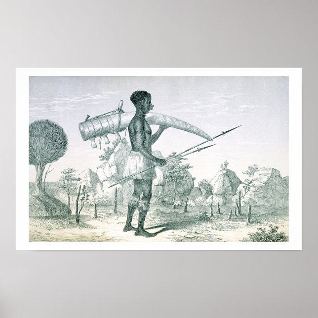 Native carrying a decorated ivory elephant tusk, f poster (Front)