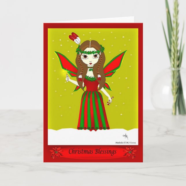 Native Christmas Fairy Holiday Card (Front)