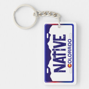 Native Colorado blue license plate keychain