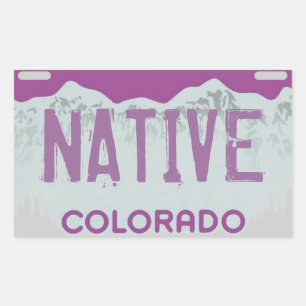 Native Colorado purple license plate stickers