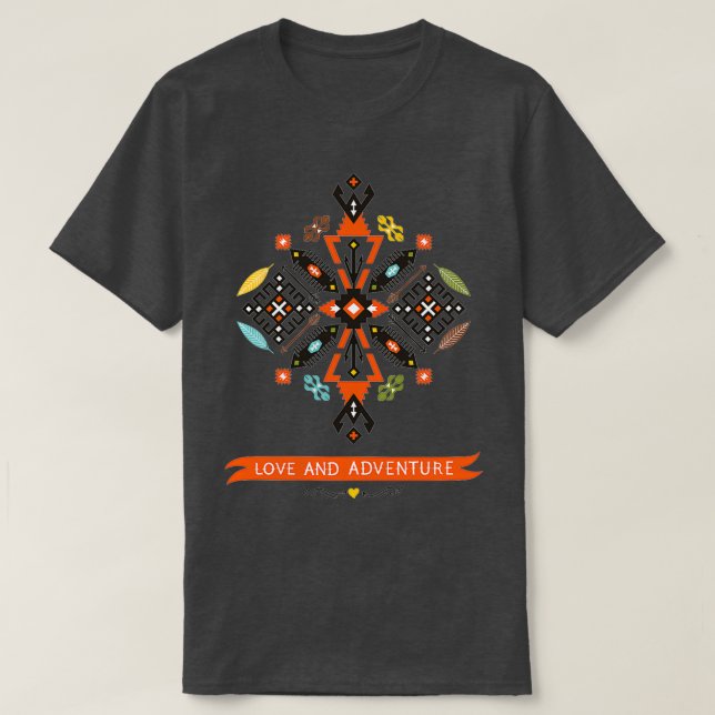 Native Decorative Vector Black Orange  T-Shirt (Design Front)