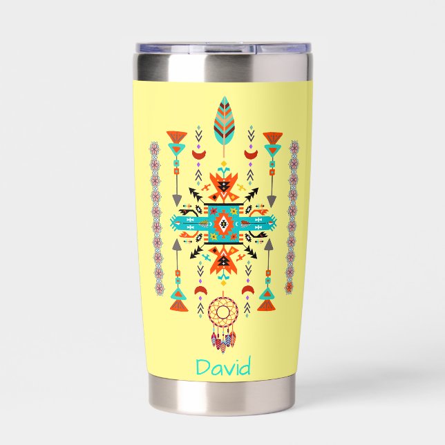 Native design custom personalised insulated tumbler (Front)