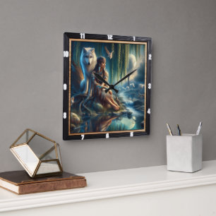 Native Dreamscape: Whispers Ancient Water Square Wall Clock