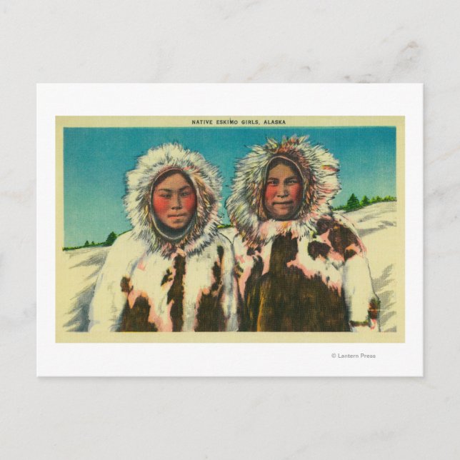 Native Eskimo Girls in AlaskaState Postcard (Front)
