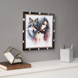 Native Essence: Forest's Heart Evening Glow Square Wall Clock