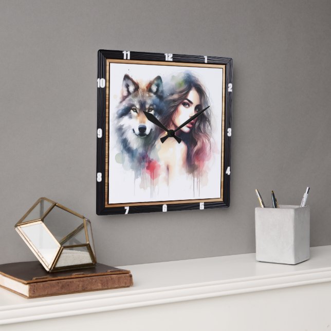 Native Essence: Forest's Heart Evening Glow Square Wall Clock (Office)