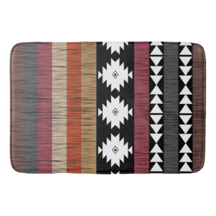 Native Ethnic Colourful Lines Pattern  Bath Mat