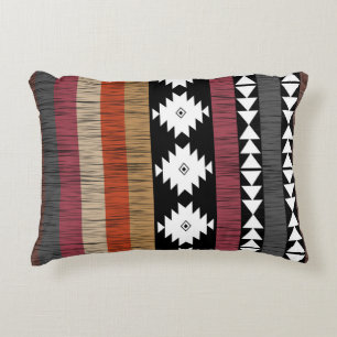 Native Ethnic Colourful Lines Pattern  Decorative Cushion