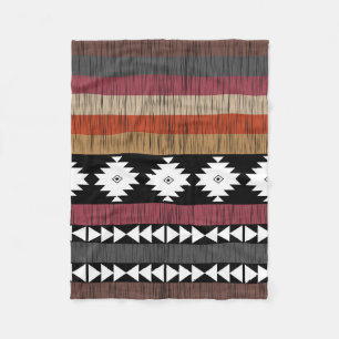 Native Ethnic Colourful Lines Pattern  Fleece Blanket