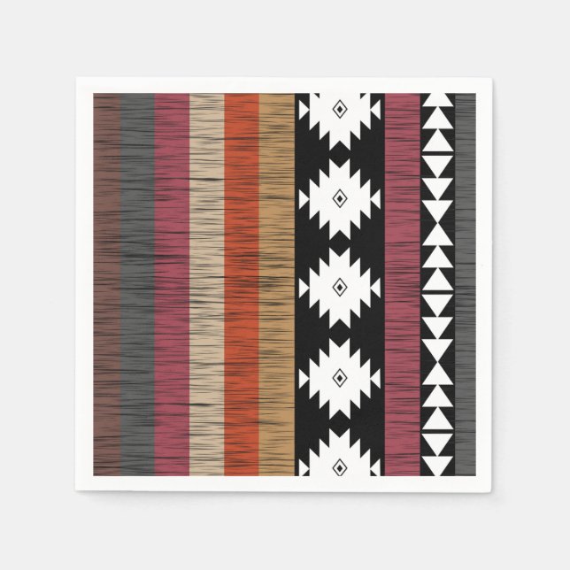 Native Ethnic Colourful Lines Pattern  Napkin (Front)