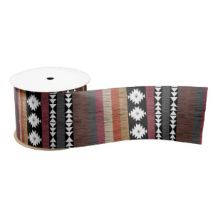 Native Ethnic Colourful Lines Pattern  Satin Ribbon