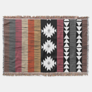 Native Ethnic Colourful Lines Pattern  Throw Blanket