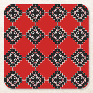 Native ethnic pattern square paper coaster