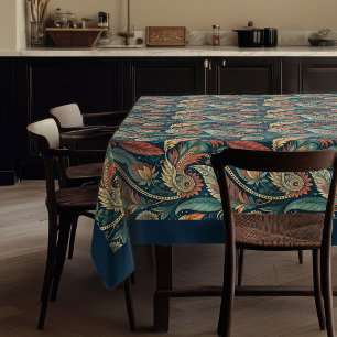 Native Ethnic Tribal Feathers pastel blue copper   Tablecloth