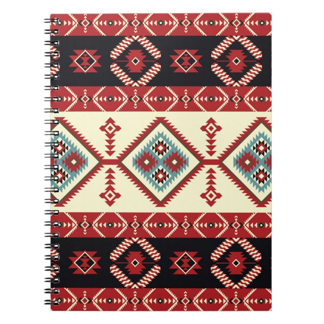 Native fabric. Geometric design kilim. Ethnic trib Notebook (Front)