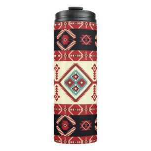 Native fabric. Geometric design kilim. Ethnic trib Thermal Tumbler