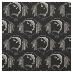 Native Fabric Tribal Wildlife Art Fabric Buffalo