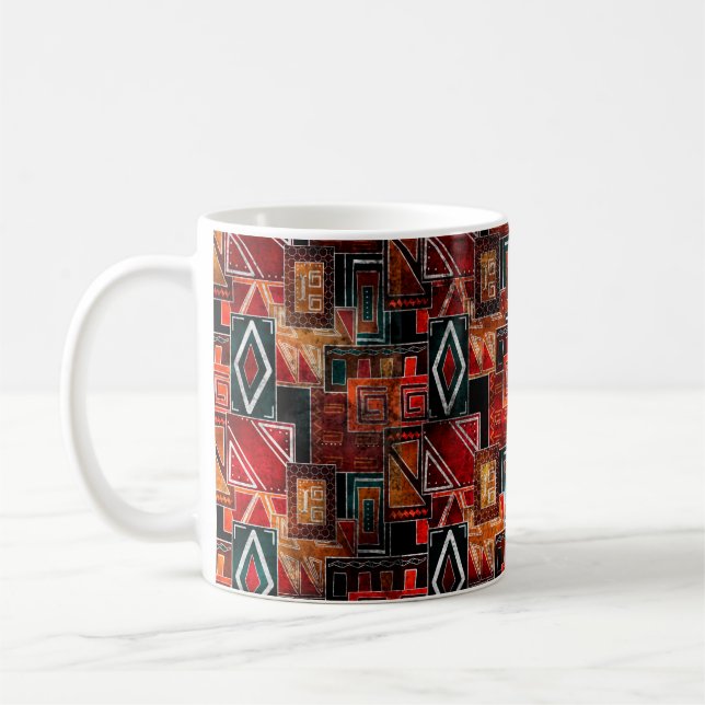 Native folk grunge ornamental pattern background coffee mug (Left)