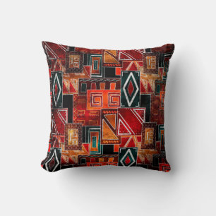 Native folk grunge ornamental pattern background cushion