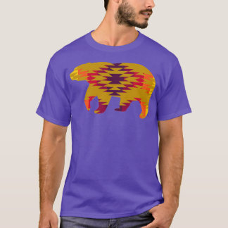 Native Geometric Print Tan Bear T-Shirt