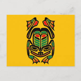 Native Haida Art Frog - black on yellow Postcard