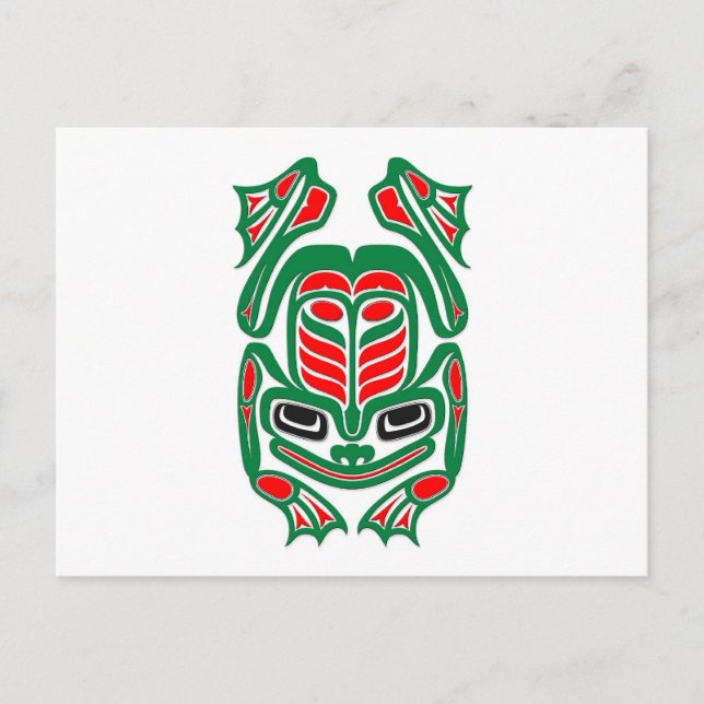 Native Haida Art Red and Green Frog - white Postcard (Front)
